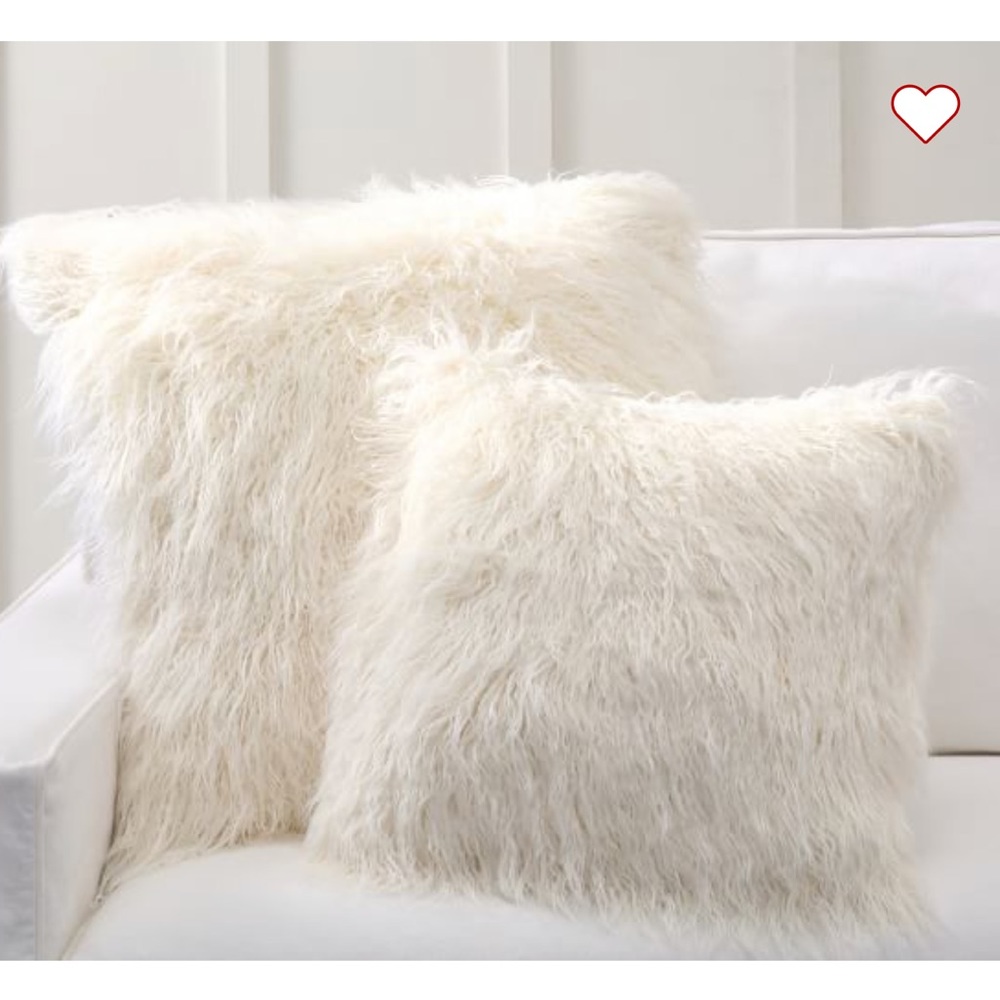 Pottery Barn Mongolian Faux Fur Pillow Covers Set of 2 | 26 x 26